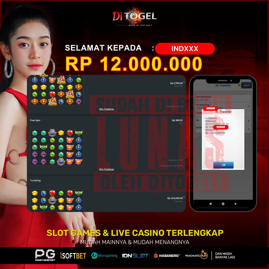 Selamat Kepada UserID : INDXXXX Anda telah berhasil melakukan penarikan sebesar Rp. 12,000,000 Di Situs DiTogel, Di Game (STARLIGHT PRINCESS 1000)